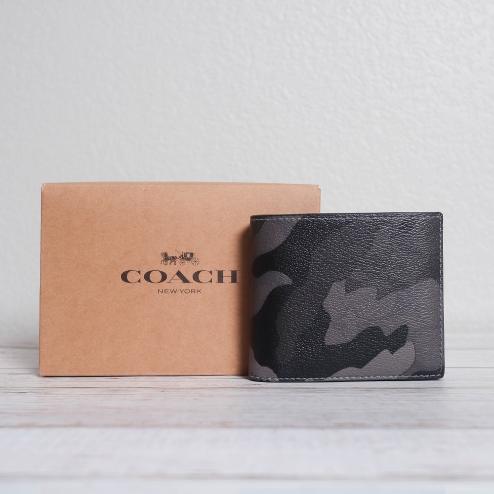 NWT Coach Men's Compact ID 3-In-1 Camo Wallet - Picture 2 of 8
